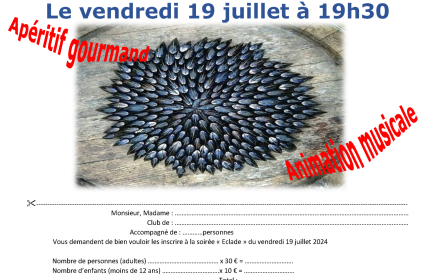 Notre traditionnelle soirée caritative de juillet.
Une éclade de moules dans notre cabane ostréicole.